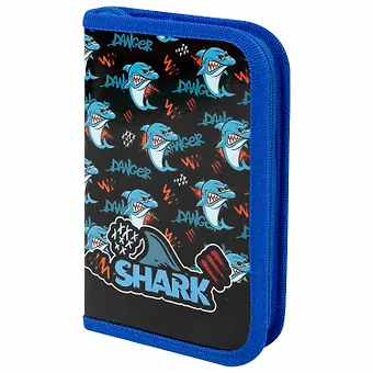 Пенал 1отд. Angry shark 19*11см, лам.картон, инд. уп.