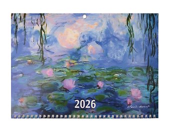 Календарь квартальный 2026г 297*695 Клод Моне настенный, трёхблочный, спираль