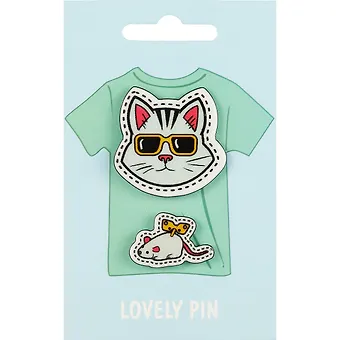 Набор значков Котик и мышь (акрил)