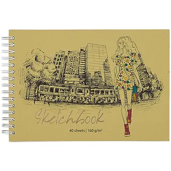 Скетчбук А5 40л City girl блок 160г/м2, тонир. картон, фольга, спираль