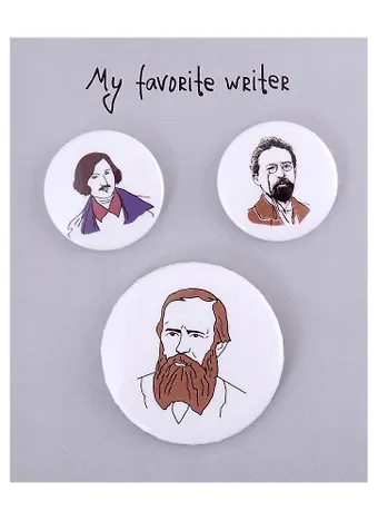 Набор значков My favorite Writer Писатели (металл) (2 шт 25мм, 1 шт 38мм)