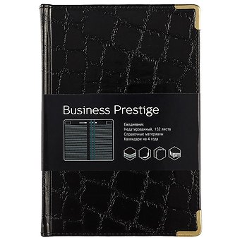 Ежедневник недатированный А5 152 листов Prestige. Grand Croco черный