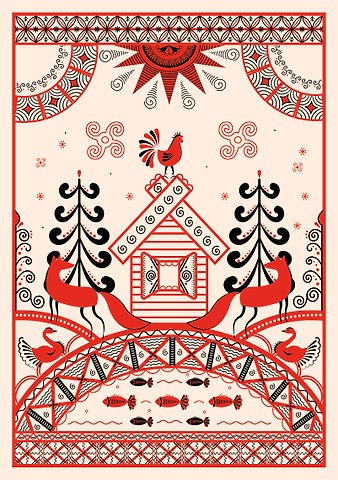 Блокнот Жили-были. Мезенская роспись «Лиса» (формат А5, 144 стр., блинтовое тиснение, тонированный блок)