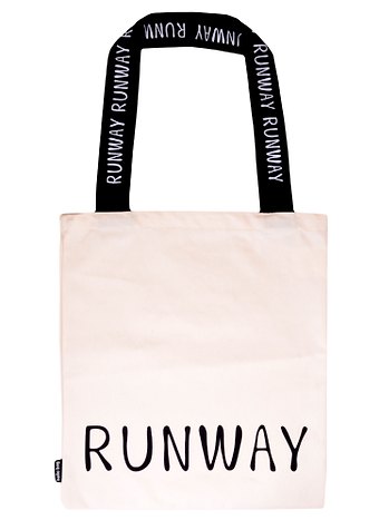 Сумка-шоппер Runway с надписью на ручках бежевая, текстиль 40см.*32см.