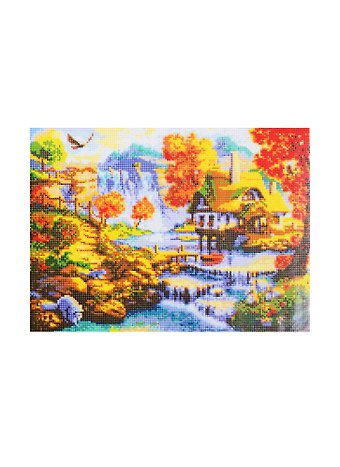 Набор для творчества, Алмазная мозаика Дом у водопада (класс) 40*50см, (25цв.) AC4005