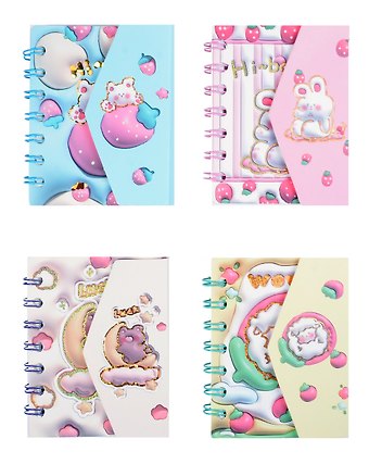Записная книжка А7 76л лин. Кавайи pastel спираль, липучка, инд.уп.