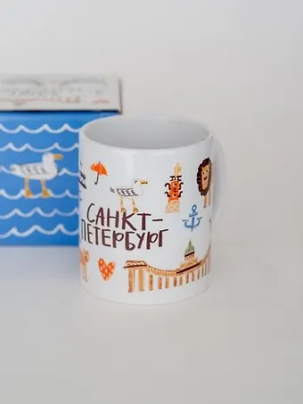 Кружка СПб Символы города (лев) (керамика) (330мл) (коробка)