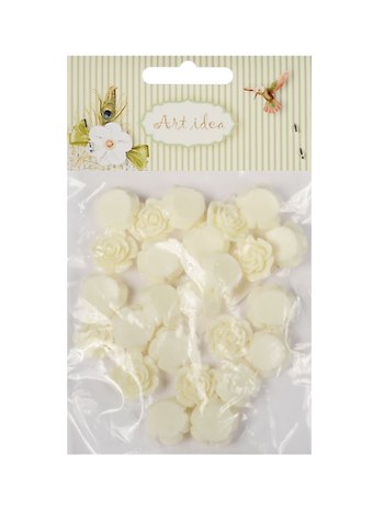 Цветочки пластиковые, 1.5 см, 25 шт/пакет, молочные (11-08631-4)