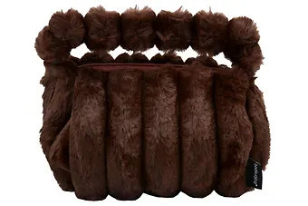 Косметичка с объёмной ручкой Полоски (коричневая) (плюш) (23х14) (12-Lanxi-C4)