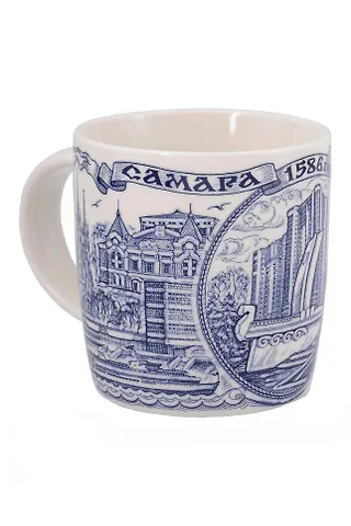Кружка синяя Самара (фарфор) (350мл) (060-2-55)