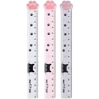 Линейка 15см Paw пластик, тонир., с блёстками, европодвес, ассорти, MESHU