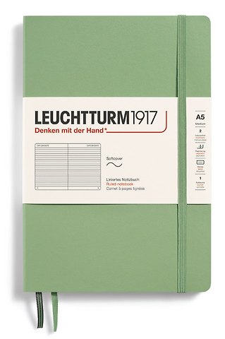 Книга для записей A5, 61 лист в линейку Classic, мягкая обложка, цвет шалфей, Leuchtturm1917