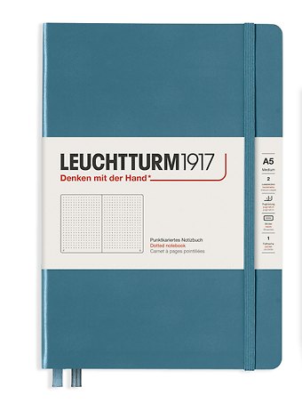 Книга для записей A5, 125 листов в точку Classic, твердая обложка, синий камень, Leuchtturm1917