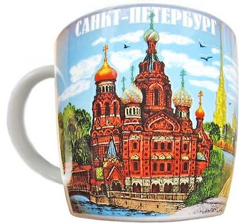 Сувенир, АКМ , Кружка фарфоровая Коллаж СПБ с рельефом, 350мл индивидуальная коробка
