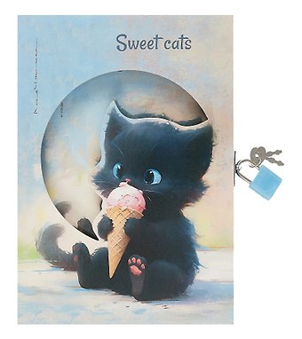 Записная книжка А6+ 50л Чувиляева. Sweet cat в коробке с замочком