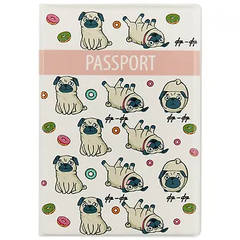 Обложка для паспорта Мопсы фр-фр (ПВХ бокс) (ОП2018-197)