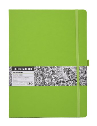 Скетчбук 21*29.7 80л "Sketchmarker" зеленый луг, 140г/м2, слоновая кость, тв.обл