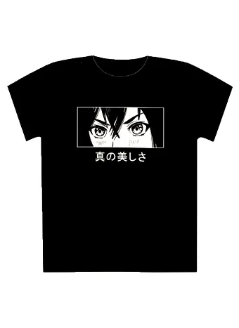 Футболка Аниме Лицо (Сёдзё) (черная) (текстиль) (размер ONE SIZE)