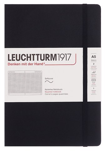 Книга для записей A5, 61 лист в клетку Classic, мягкая обложка, черный, Leuchtturm1917