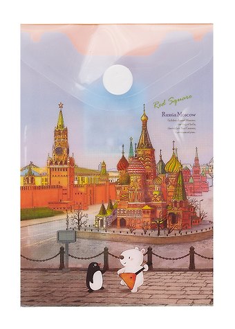 Папка-конверт А7 на кнопке Москва Собор Василия Блаженного, вертикальный, пластик, Comix