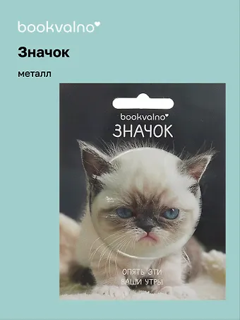 Значок Сонный кот (фотопринт) (металл) (56мм) (ЗН2025-078) Bookvalno