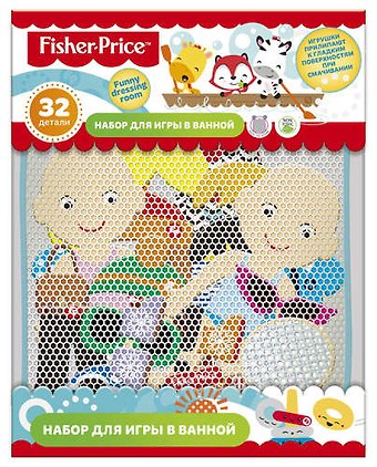 Набор для игры в ванне Funny dressing room Mattel Fisher Price (32 предмета+сумочка для хранения на присосках)