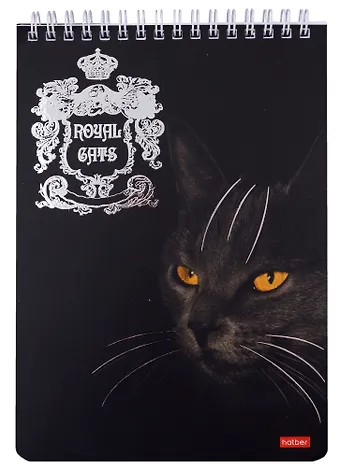 Блокнот А5 80л кл. Royal Cats гребень, мат.ламинация, 3D фольга, ассорти