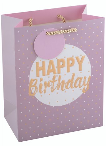 Пакет А5 18*23*10 Happy birthday нейтр., бум., мат.пленка, конгревное тиснение, тег