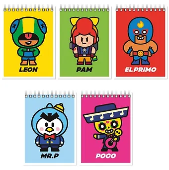 Блокнот А6 40 листов, нелинованный, Leon, Pam, El Primo, MR P, Poco спираль, в ассортименте