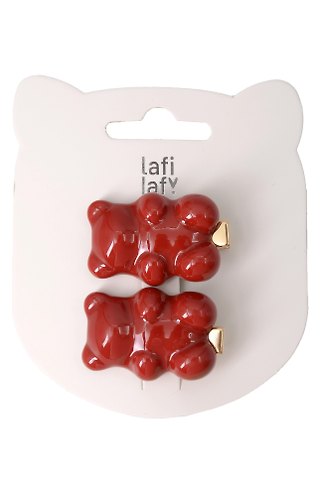 Набор заколок Мишки красные (2шт) (пластик) (3,5см) (12-Ava-5) (Lafilaf)