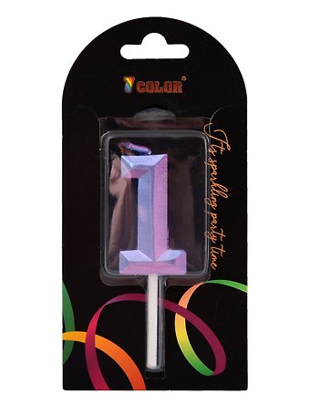 Свеча для торта Цифра 1 Градиент (4см) (блистер) (12-7color-candle_33)
