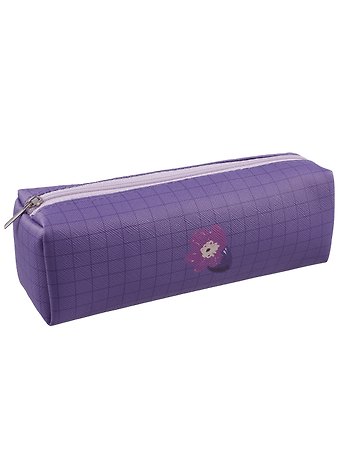 Пенал-косметичка на молнии, из ткани, с подкладкой Lavender, темно-сиреневый в клетку, Yoi