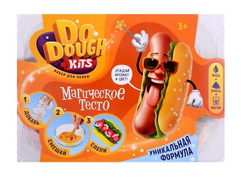 Игрушки для творчества детей старше трех лет: сухое тесто для лепки, с маркировкой «DO DOUGH kits» набор Хотдог