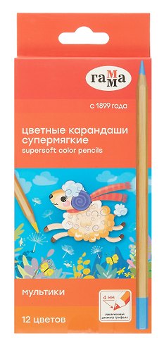 Карандаши цветные 12цв Мультики трехгранные, к/к