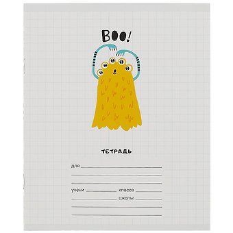 Тетрадь в крупную клетку Listoff, Boo!, 12 листов, в ассортименте
