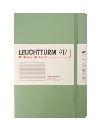 Книга для записей A5, 125 листов в линейку Classic, твердая обложка, шалфей, Leuchtturm1917