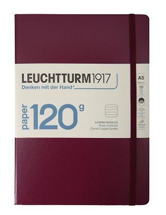 Книга для записей A5, 100 листов в линейку Edition 120G, твердая обложка, цвет красный портвейн, Leuchtturm1917