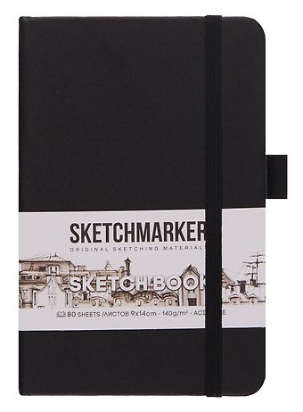 Скетчбук 13*21, 80 листов Sketchmarker черный, нелинованный, 140г/м2, слоновая кость