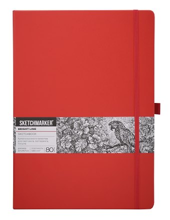 Скетчбук 21*29.7 80л "Sketchmarker" красный, 140г/м2, слоновая кость, тв.обл