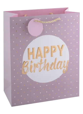 Пакет А4 26*32*12 Happy birthday нейтр., бум., мат.пленка, конгревное тиснение, тег