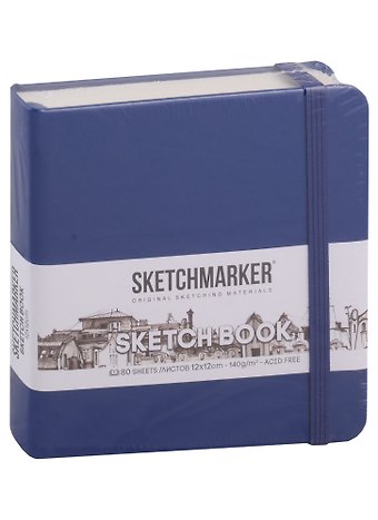 Скетчбук 12*12 80л Sketchmarker королевский синий, нелинованн. 140г/м2, слоновая кость, тв.обл.