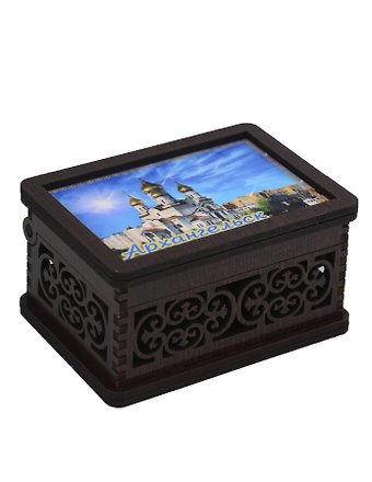 Шкатулка Архангельск малая резная венге (9,5 x 6,5 x 5,5 см) (хдф)