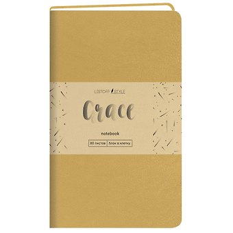 Записная книжка А6- 80л кл. Grace. Крем-брюле, иск.кожа,интегр.обл., скругл.углы, ляссе
