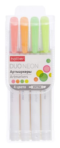Маркеры для скетчинга 04цв Duo NEON двухсторонние, ПВХ-уп., подвес