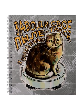 Тетрадь 96л кл. Котик и робот-пылесос гребень, твин-лак, ассорти
