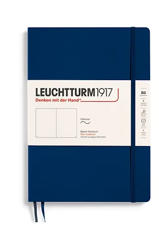 Книга для записей B5, 61 лист, нелинованная Classic, мягкая обложка, синий неви, Leuchtturm1917