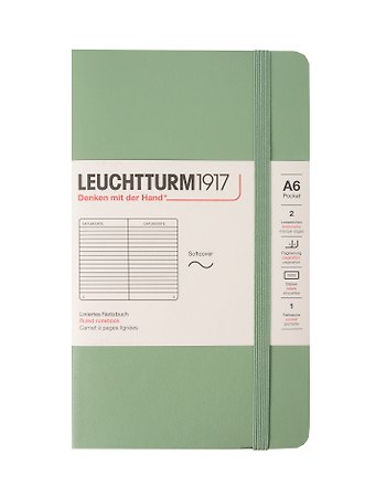 Записная книжка A6, 61 лист в линейку Classic, мягкая обложка, шалфей, Leuchtturm1917