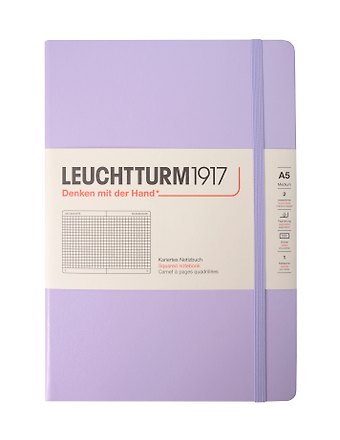 Книга для записей A5, 125 листов в клетку Smooth Colours, твердая обложка, сиреневый, Leuchtturm1917