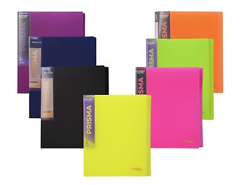 Папка с бок.прижимом А4 PRISMA NEON, пластик 20мм, ассорти,