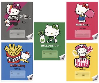 Тетрадь в клетку Hello Kitty, 18 листов, в ассортименте